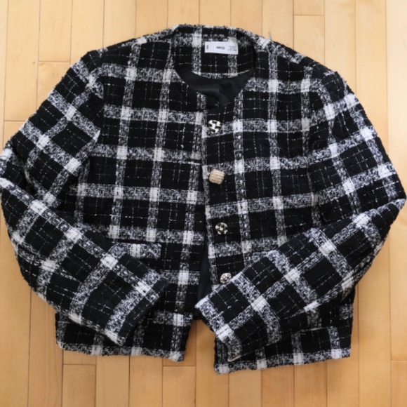 Mango  Check Tweed Jacket in XL - Picture 4 of 14